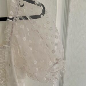 NSR Cream Puff Sleeve Crop Blouse NWOT